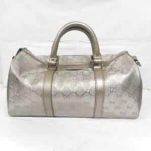 Gucci Handbag Boston Bag GG Imprime Silver Tone
